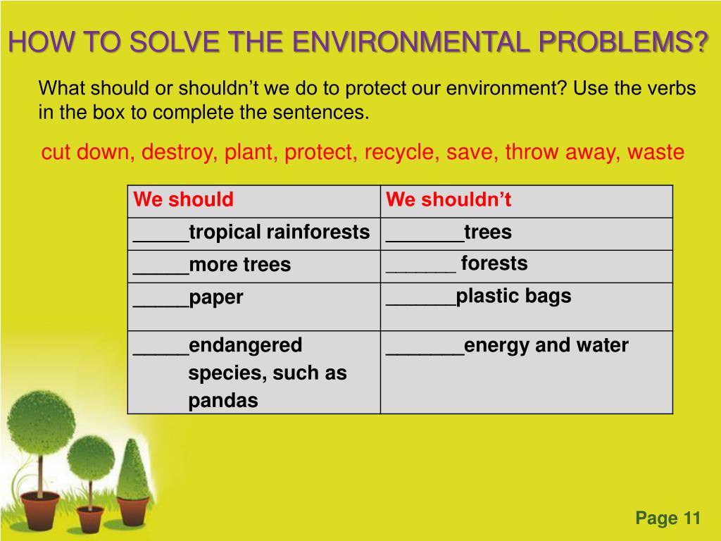How to solve the environmental problems? 