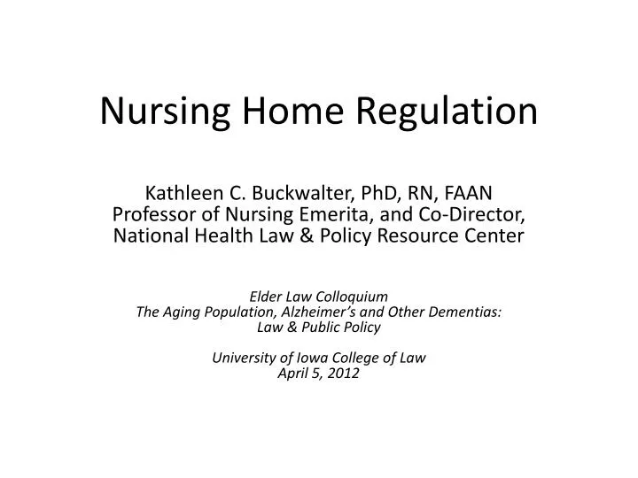 PPT Nursing Home Regulation PowerPoint Presentation, free download