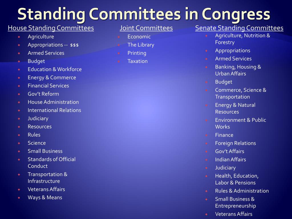 Types Of Committees In Congress