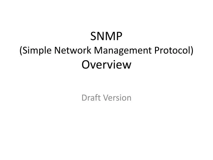 simple network management protocol