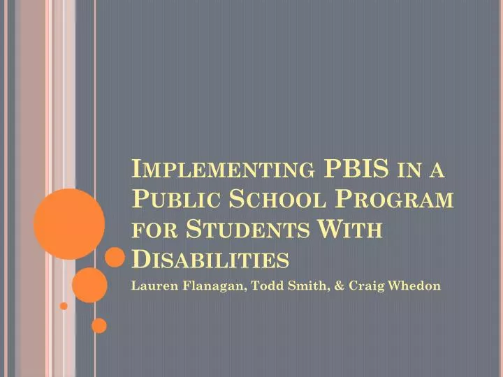 PPT Implementing PBIS in a Public School Program for Students With