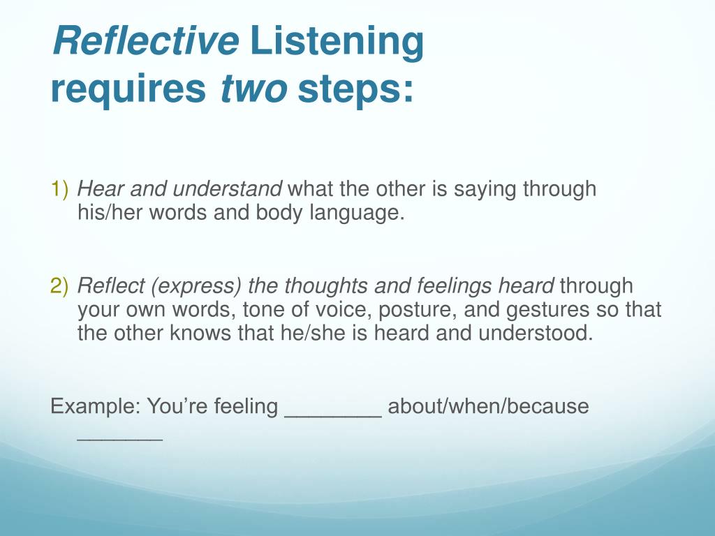 reflective listening reflective listening