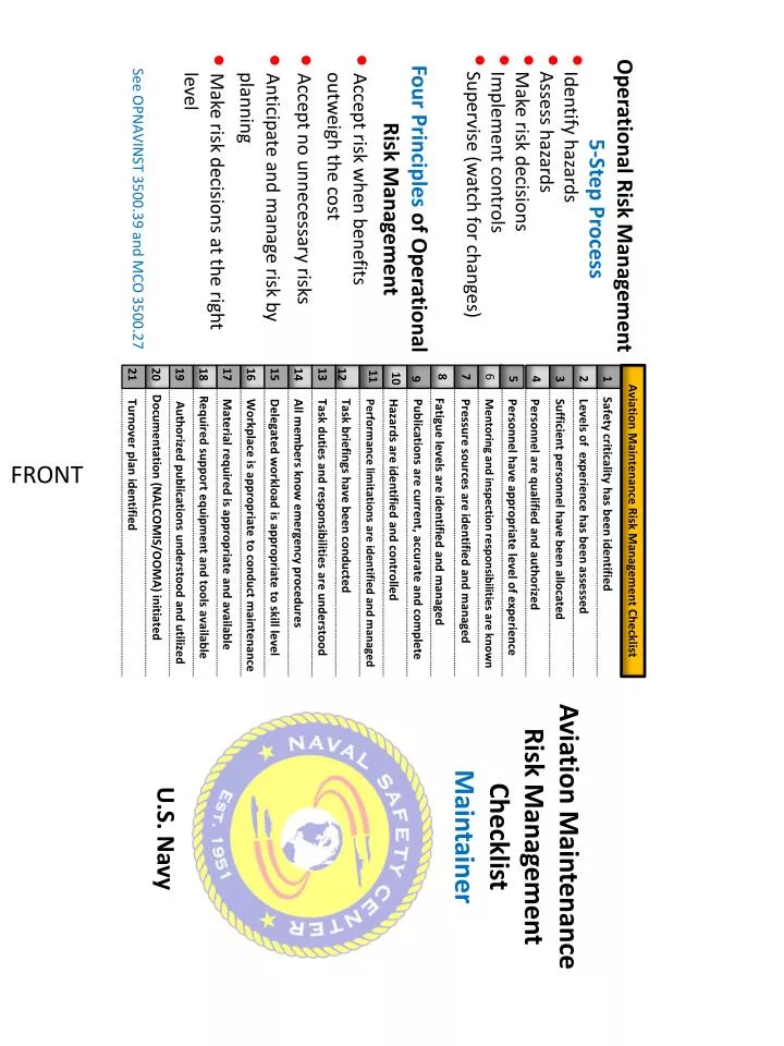 PPT - Aviation Maintenance Risk Management Checklist Maintainer ...