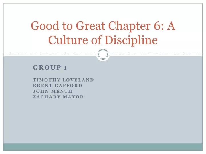 culture and discipline For any organizational transformation effort to succeed, discipline and accountability must become the bedrock of the culture disciplined people with disciplined thoughts and actions. culture and discipline For any organizational transformation effort to succeed, discipline and accountability must become the bedrock of the culture disciplined people with disciplined thoughts and actions.