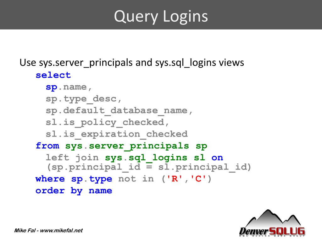 PPT - SQL Server Security Granting, Controlling, and Auditing DATABASE ...
