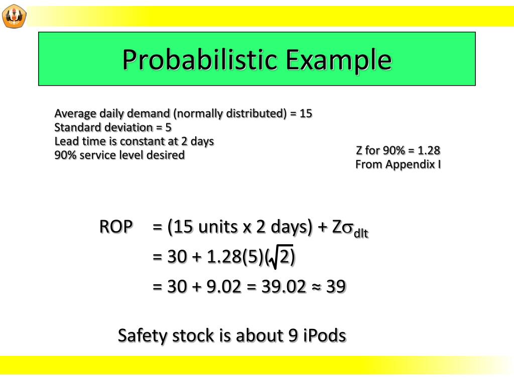 standard deviation of demand during lead time calc