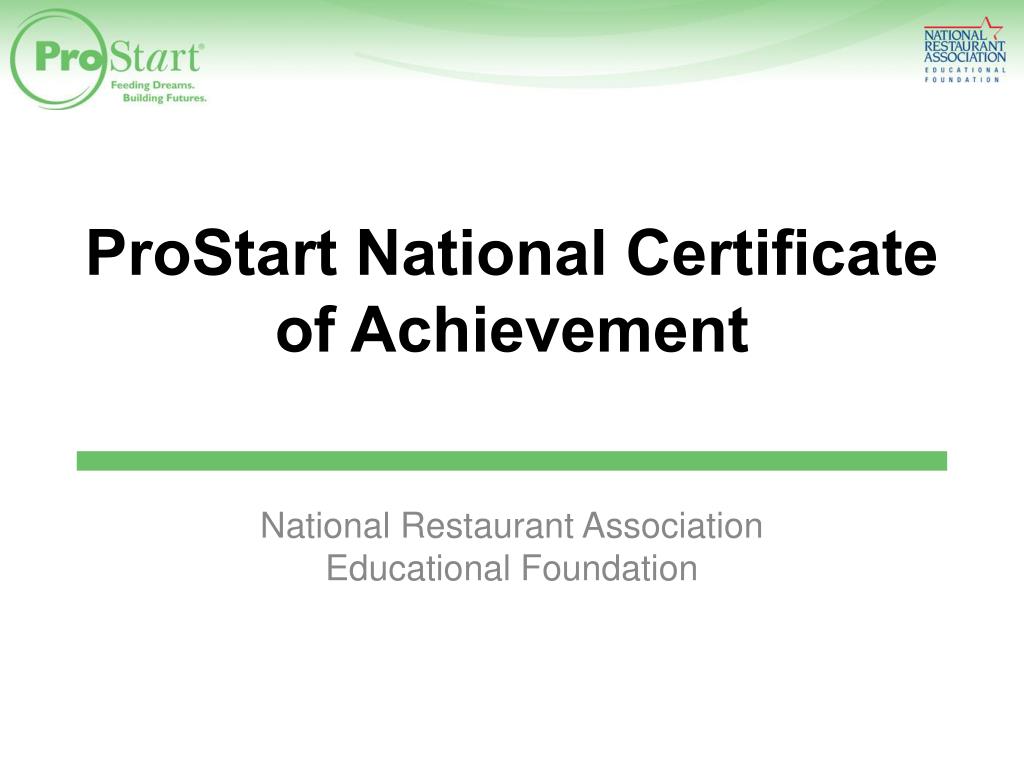 PPT ProStart National Certificate of Achievement PowerPoint PPT ProStart National Certificate of Achievement PowerPoint