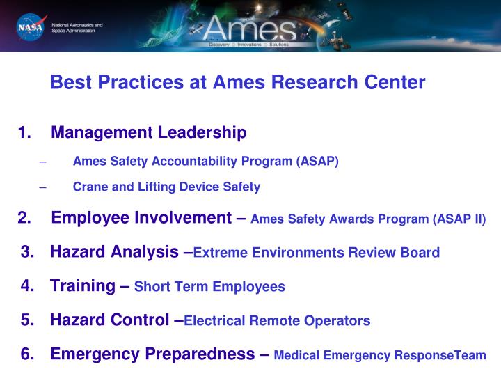 ppt best practices at ames research center powerpoint presentation employee safety awards