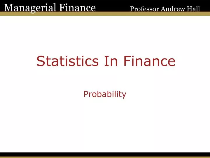 statistics in finance n.