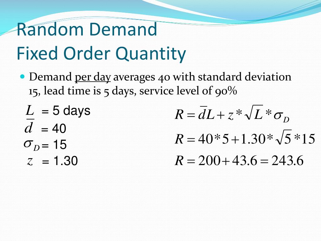 standard deviation of demand during lead time calc