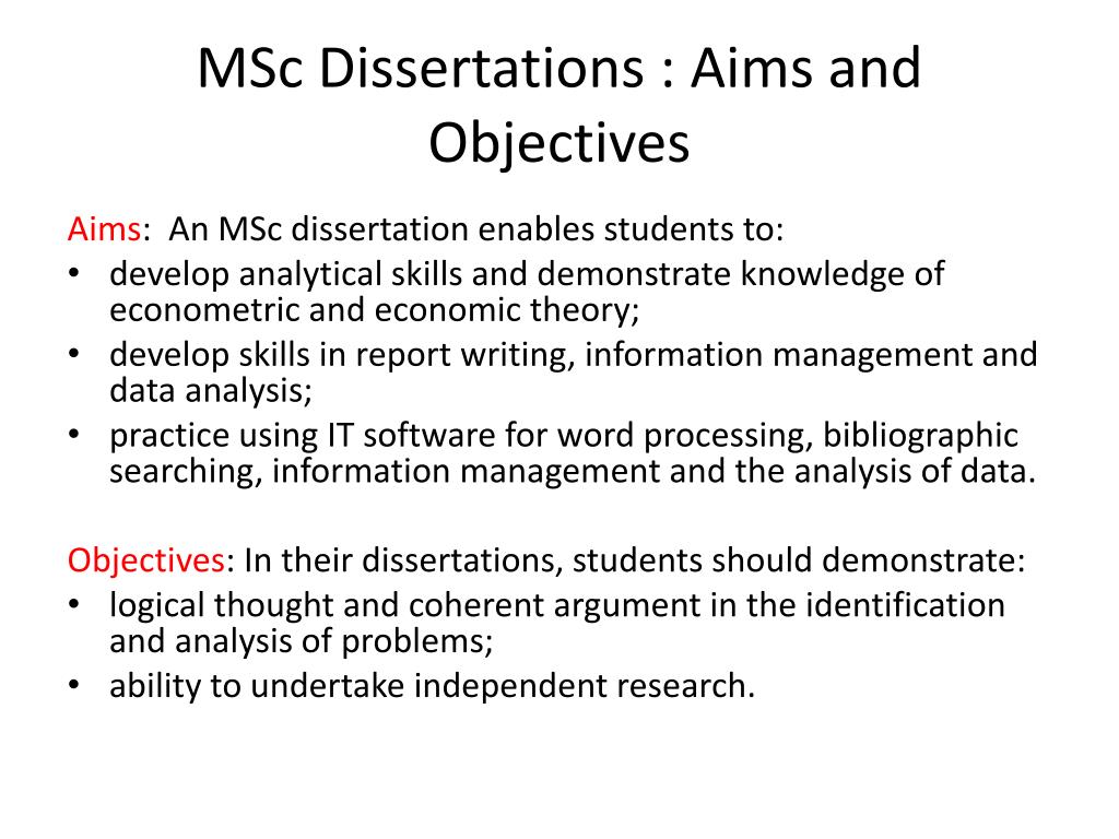 PPT - MSc Dissertation in Economics PowerPoint Presentation, free download  - ID:1572494