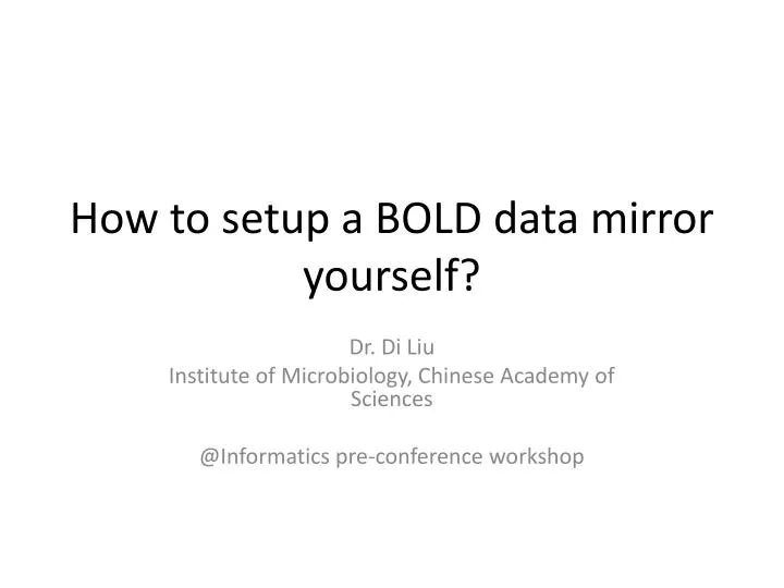how to setup a bold data mirror yourself n.