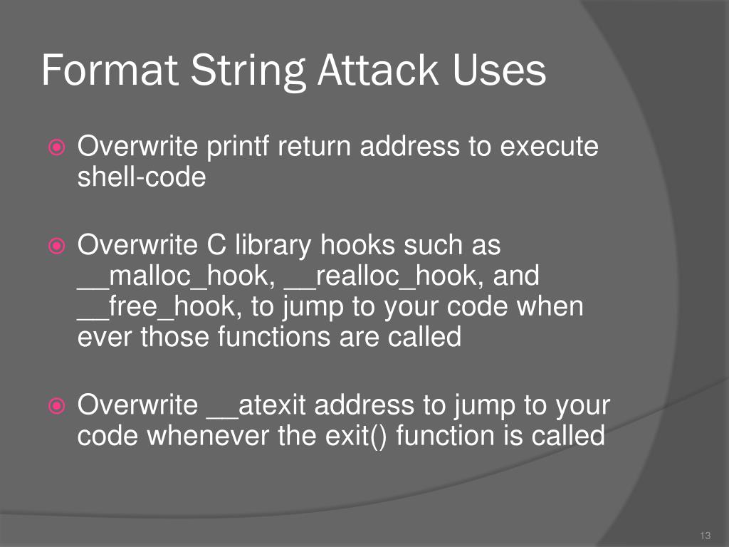 PPT - Format String Attacks PowerPoint Presentation, free download -  ID:1576014