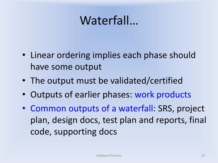 waterfall project plan