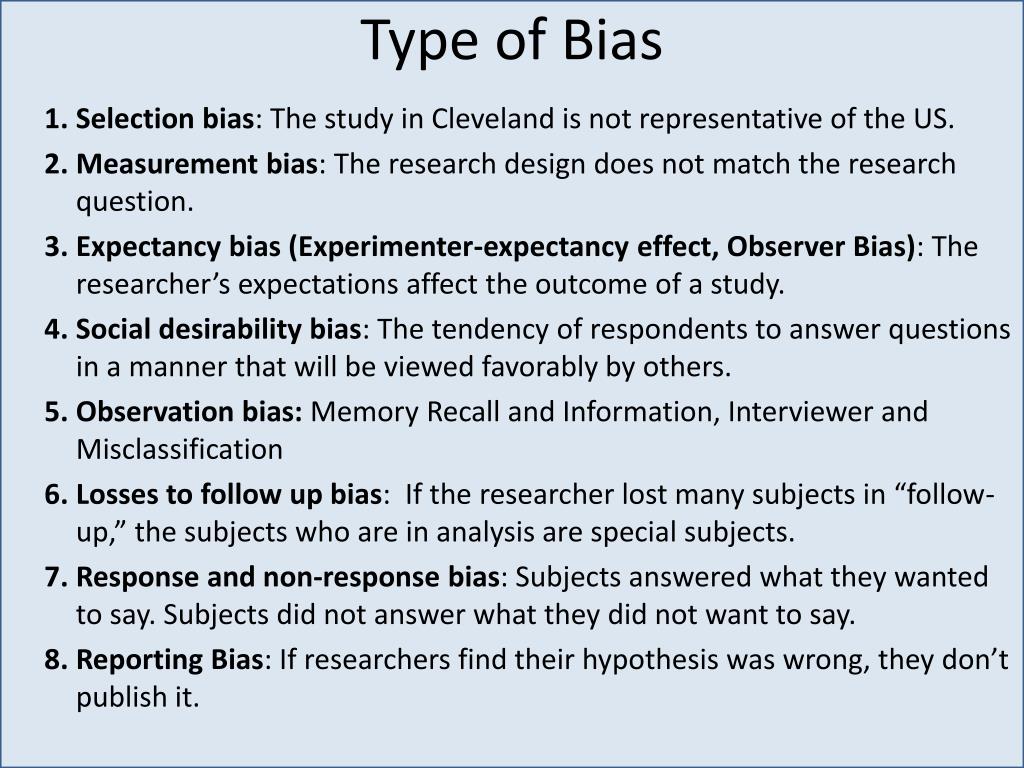 medical research bias types