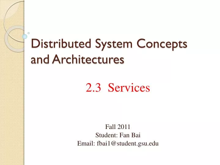 PPT - Distributed System Concepts and Architectures PowerPoint ...