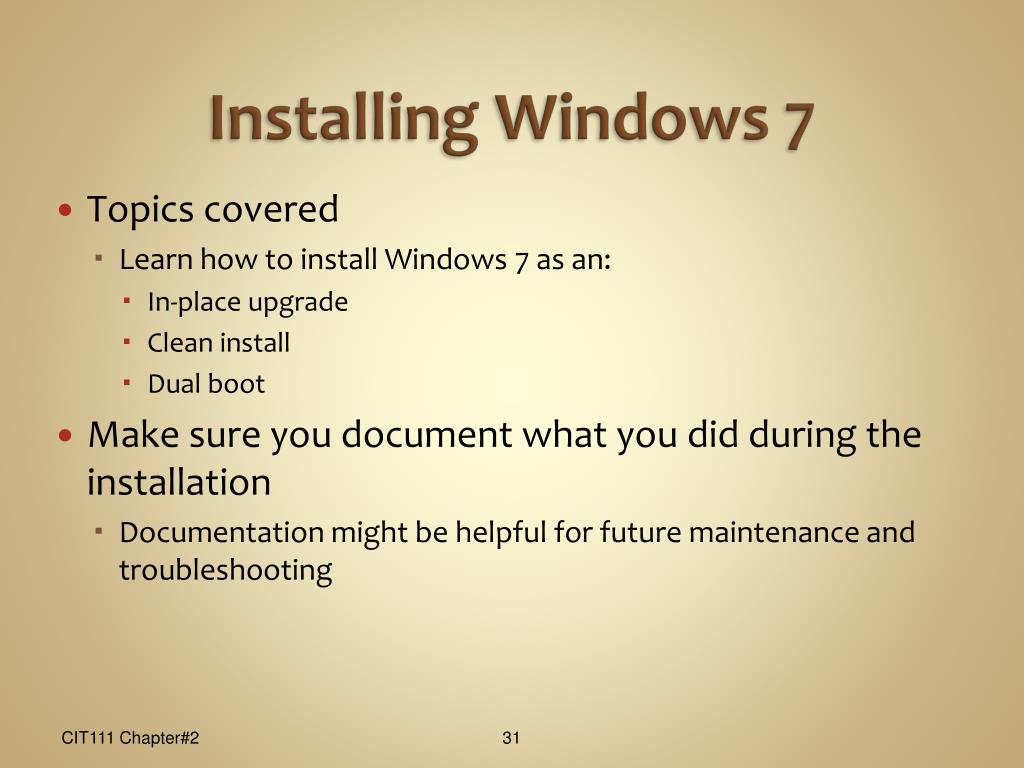 powerpoint presentation on installing windows 7