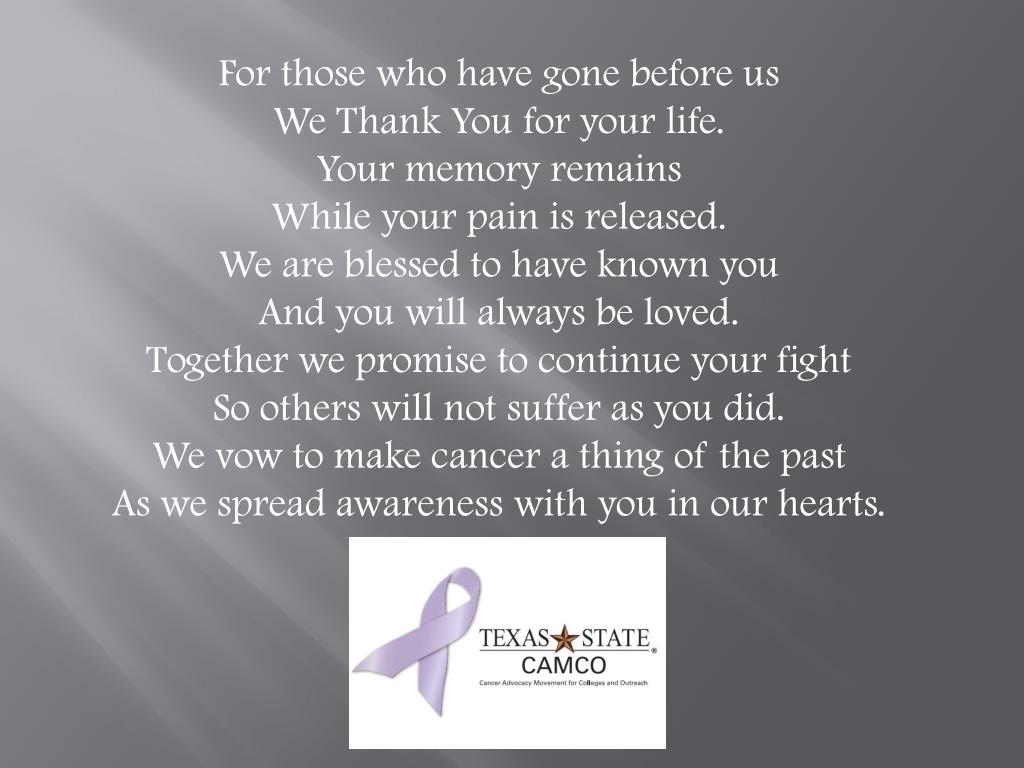 PPT - Cancer Survivors and Loved Ones Lost PowerPoint Presentation ...