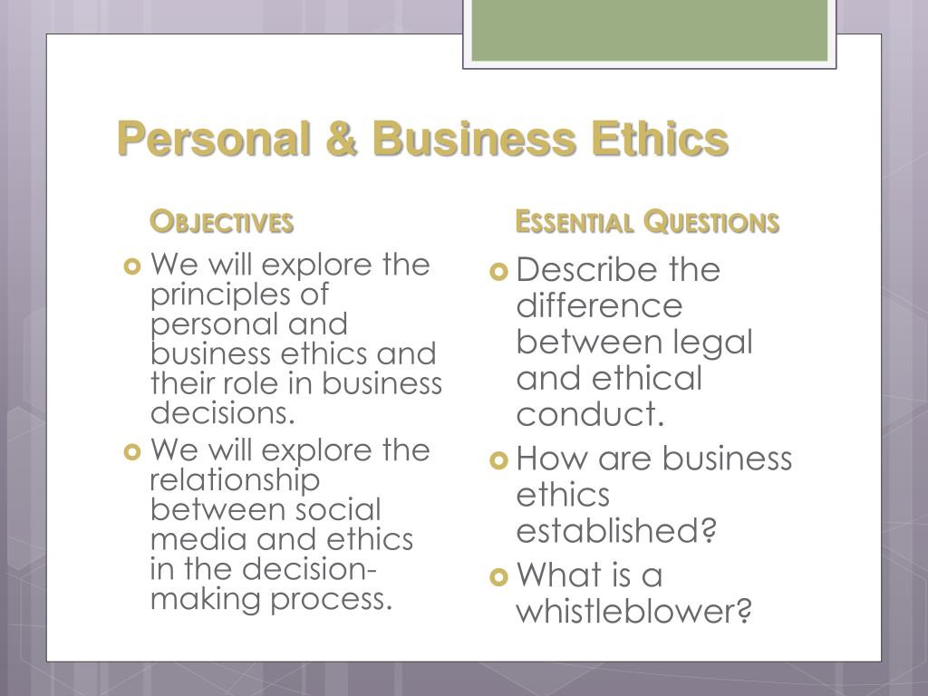 Where Do Business Ethics Come From PPT - Personal and Business Ethics PowerPoint Presentation, free