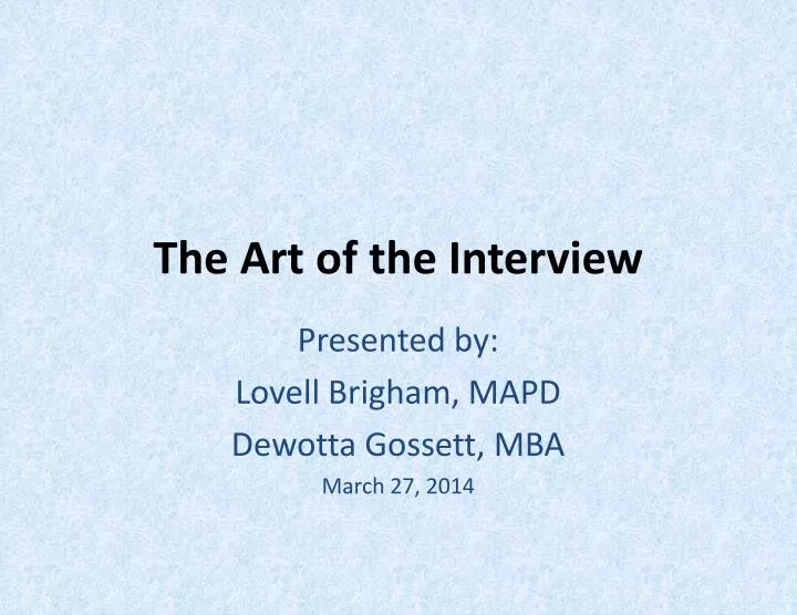 the art of the interview n.