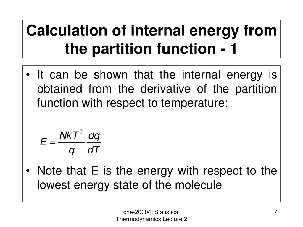 PPT CHE20004 PHYSICAL CHEMISTRY STATISTICAL THERMODYNAMICS LECTURE