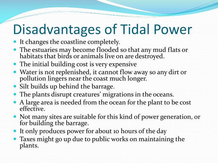 disadvantages of tidal power energy