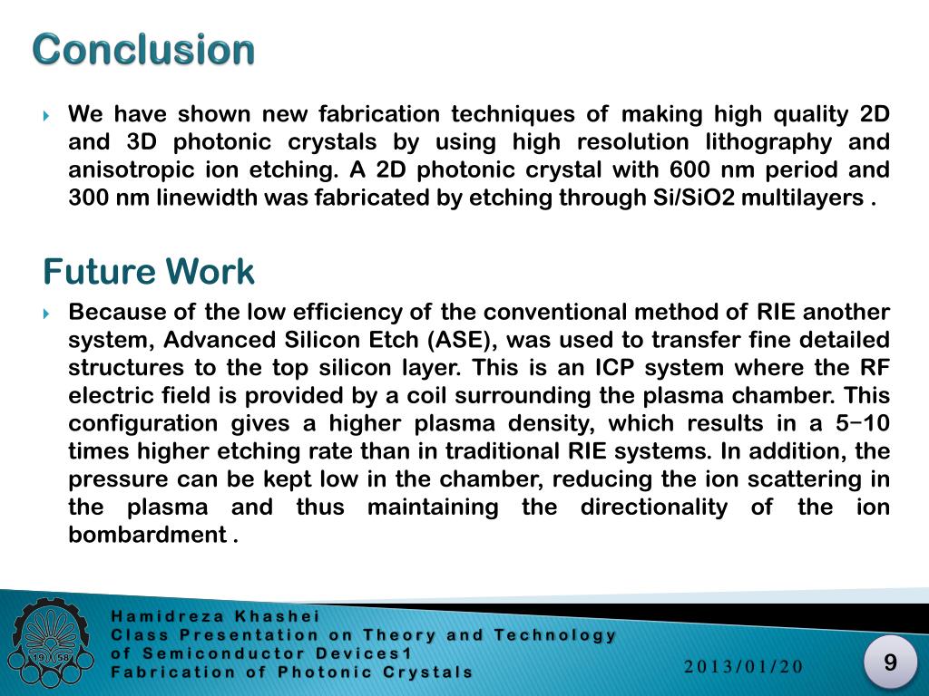 PPT - Fabrication of Photonic Crystals devices Hamidreza khashei ...