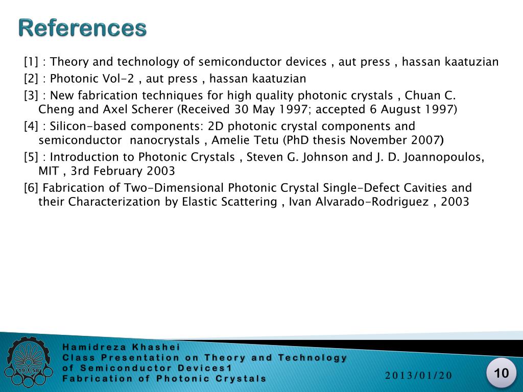 PPT - Fabrication of Photonic Crystals devices Hamidreza khashei ...