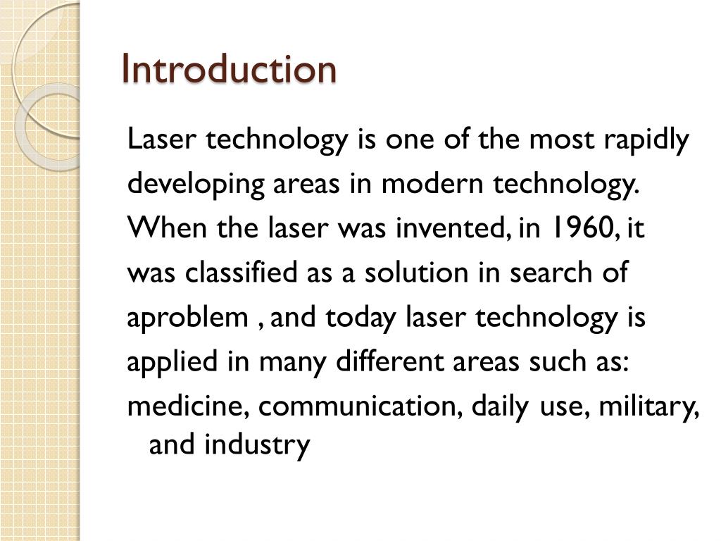 optical technology and laser presentation