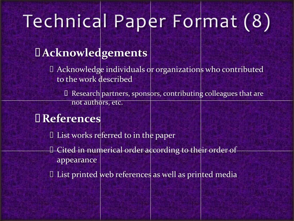 technical papers for presentation