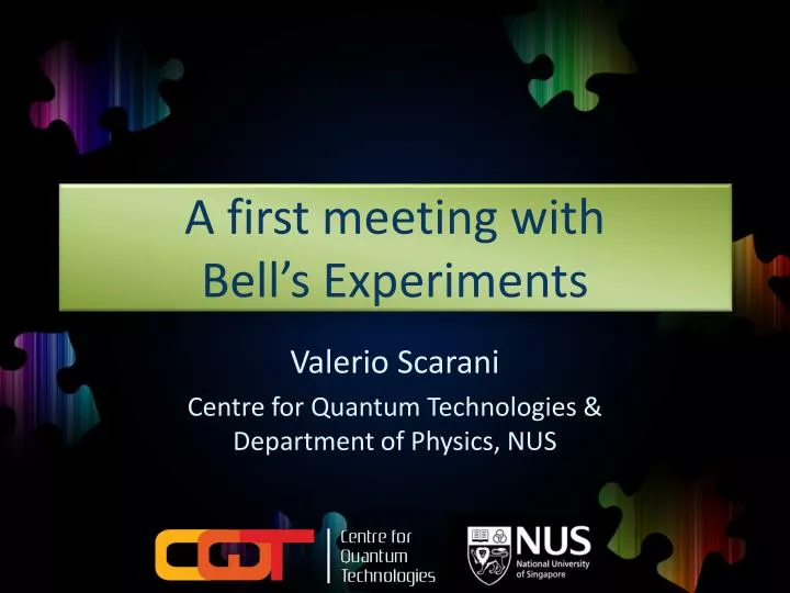 PPT - A first meeting with Bell’s Experiments PowerPoint Presentation ...