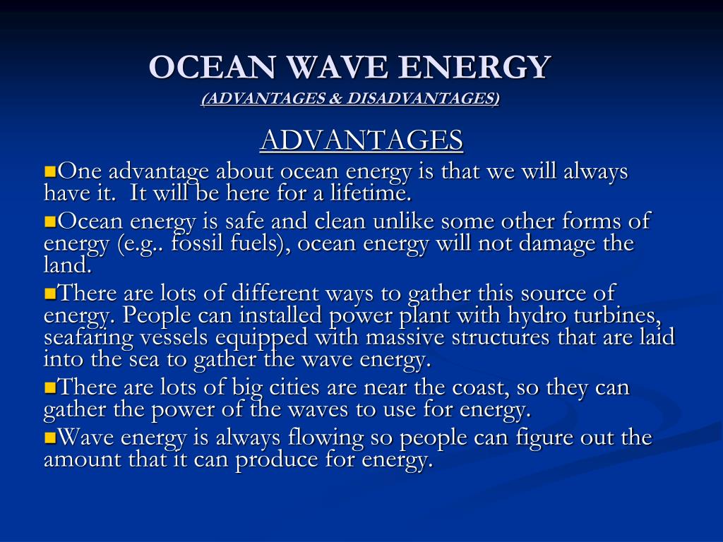 What Are The Advantages Of Ocean Energy