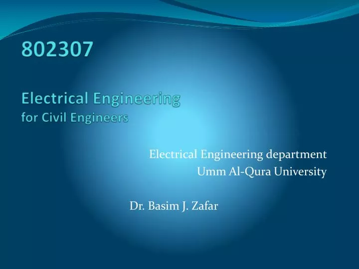 802307 electrical engineering for civil engineers n.