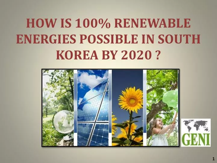 how is 100 renewable energies possible in south korea by 2020 n.