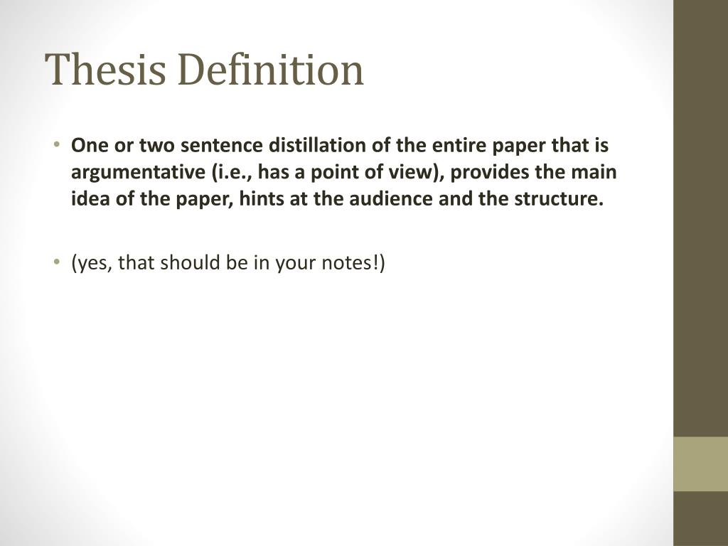 thesis of definition