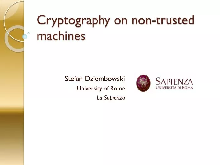 cryptography on non trusted machines n.
