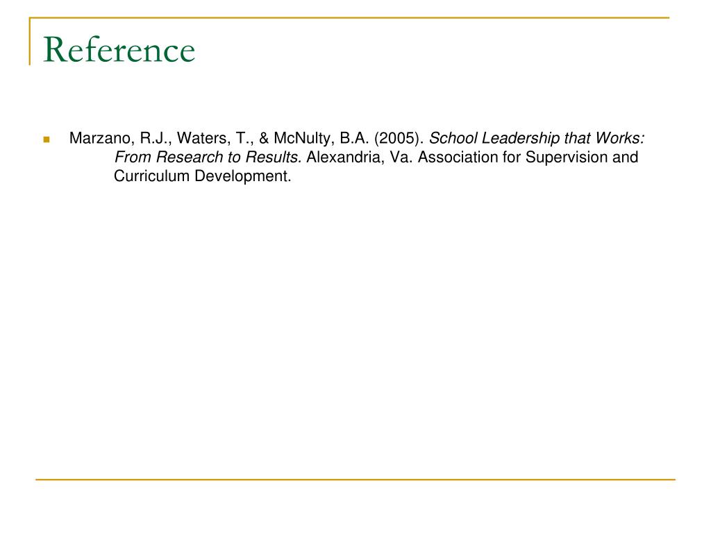 PPT - School Leadership that Works: From Research to Results Marzano ...