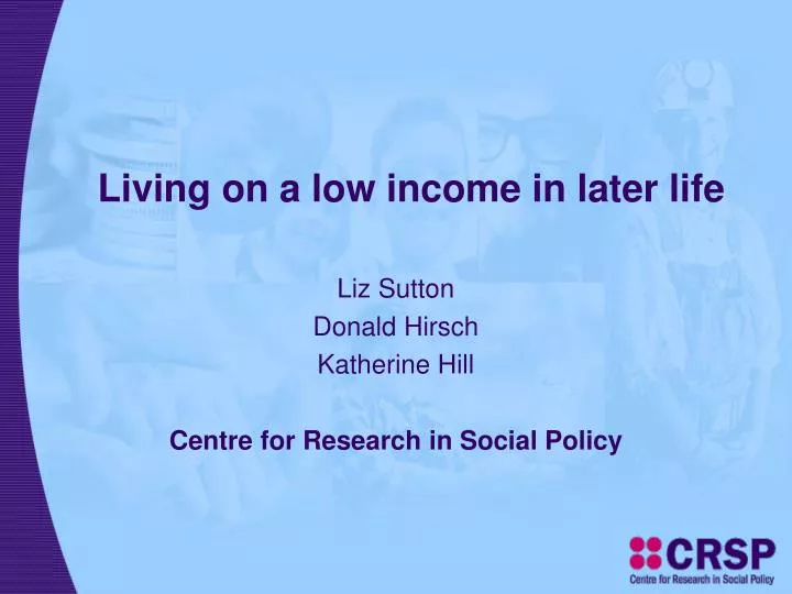 living on a low income in later life n.