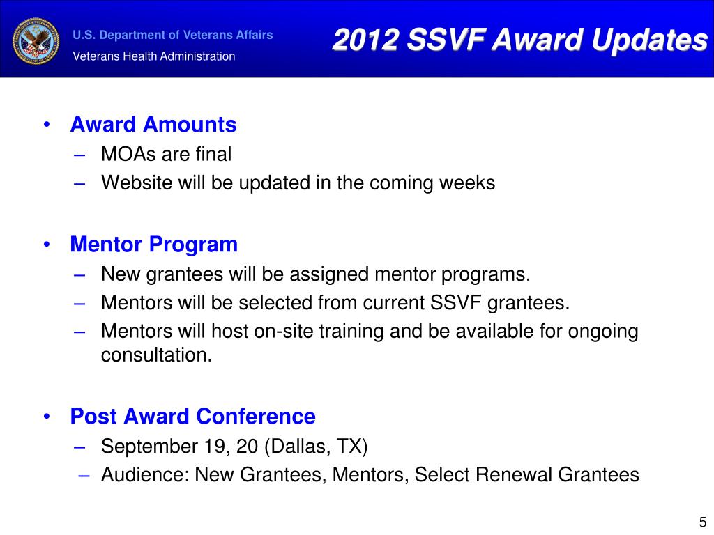 PPT Supportive Services for Veteran Families (SSVF) Program SSVF