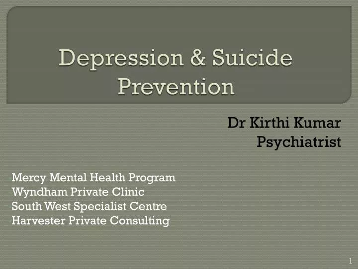 depression suicide prevention n.