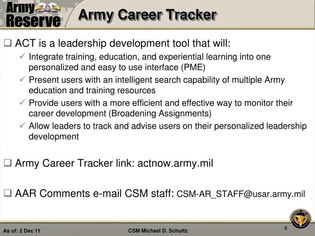 PPT - CSM Michael D. Schultz Command Sergeant Major U.S. Army Reserve ...
