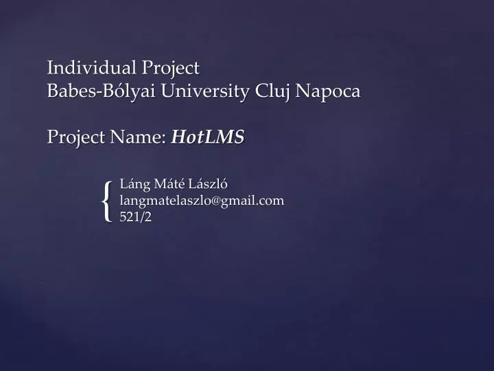 individual project babes b lyai university cluj napoca project name hotlms n.
