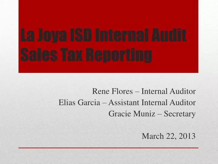 la joya isd internal audit sales tax reporting n.