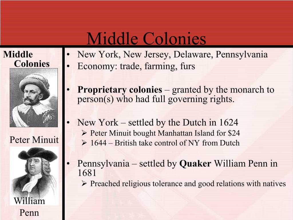 middle colonies important people