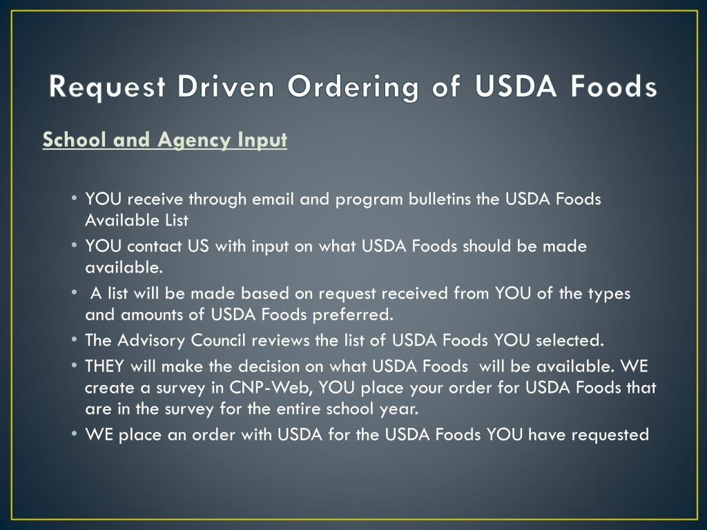 PPT USDA Foods Formerly Known as Commodities PowerPoint