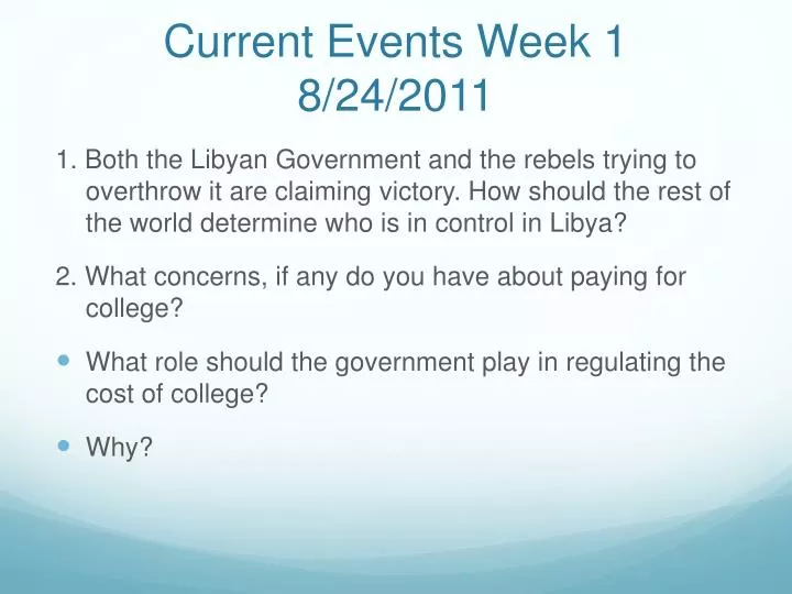 PPT Current Events Week 1 8/24/2011 PowerPoint Presentation, free