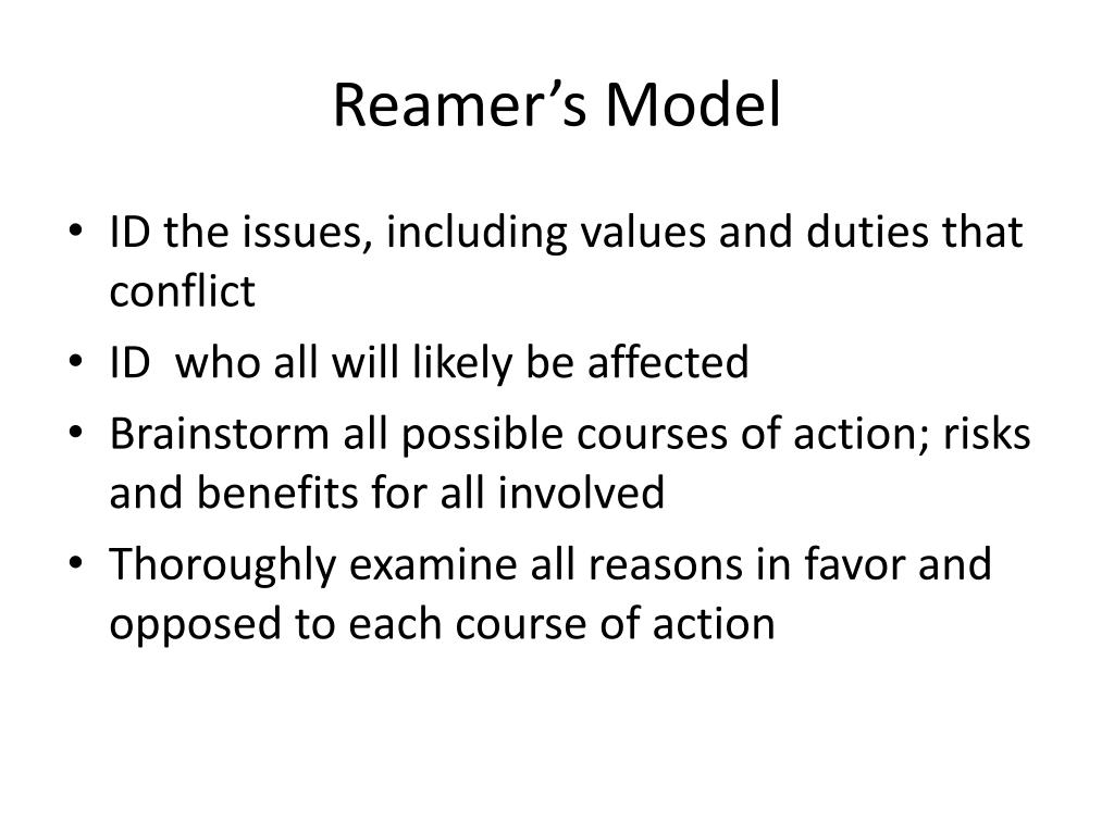 reamers ethical problem solving model