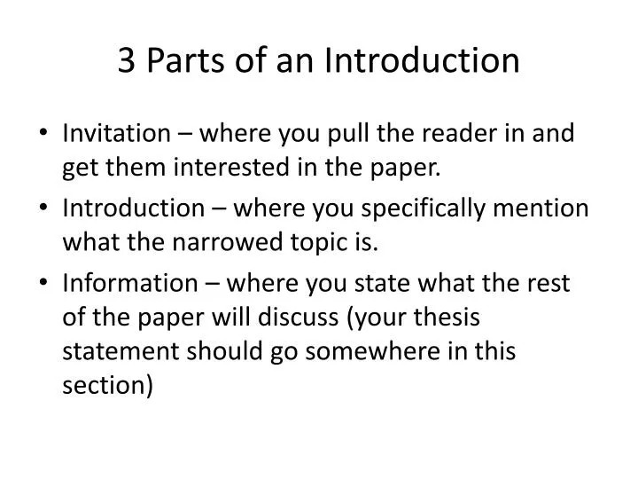 PPT 3 Parts Of An Introduction PowerPoint Presentation Free Download 