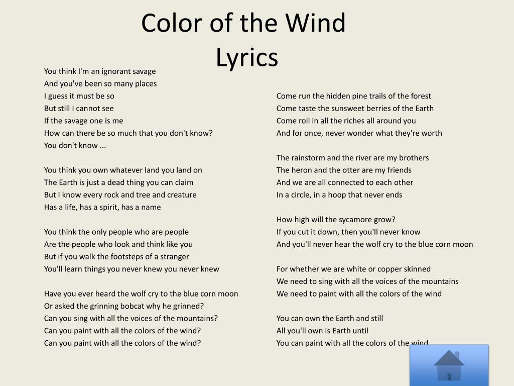 Английские тренды песни. Wind of Color текст. Colors of the Wind текст. Colors текст. Цвета ветра текст.