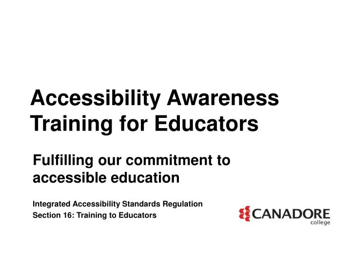 accessibility awareness training for educators n.